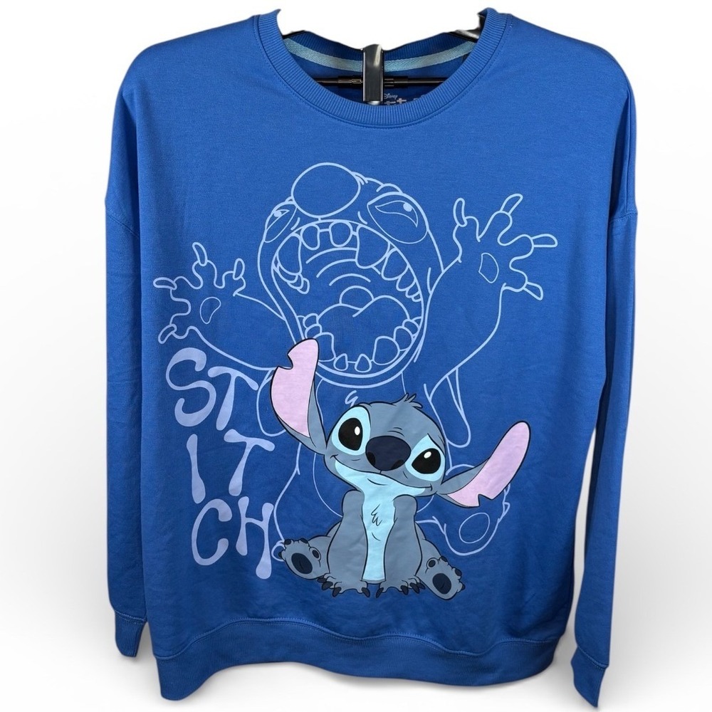 Disney Lilo & Stitch Blue Graphic Sweatshirt Large Experiment 626 Pullover L